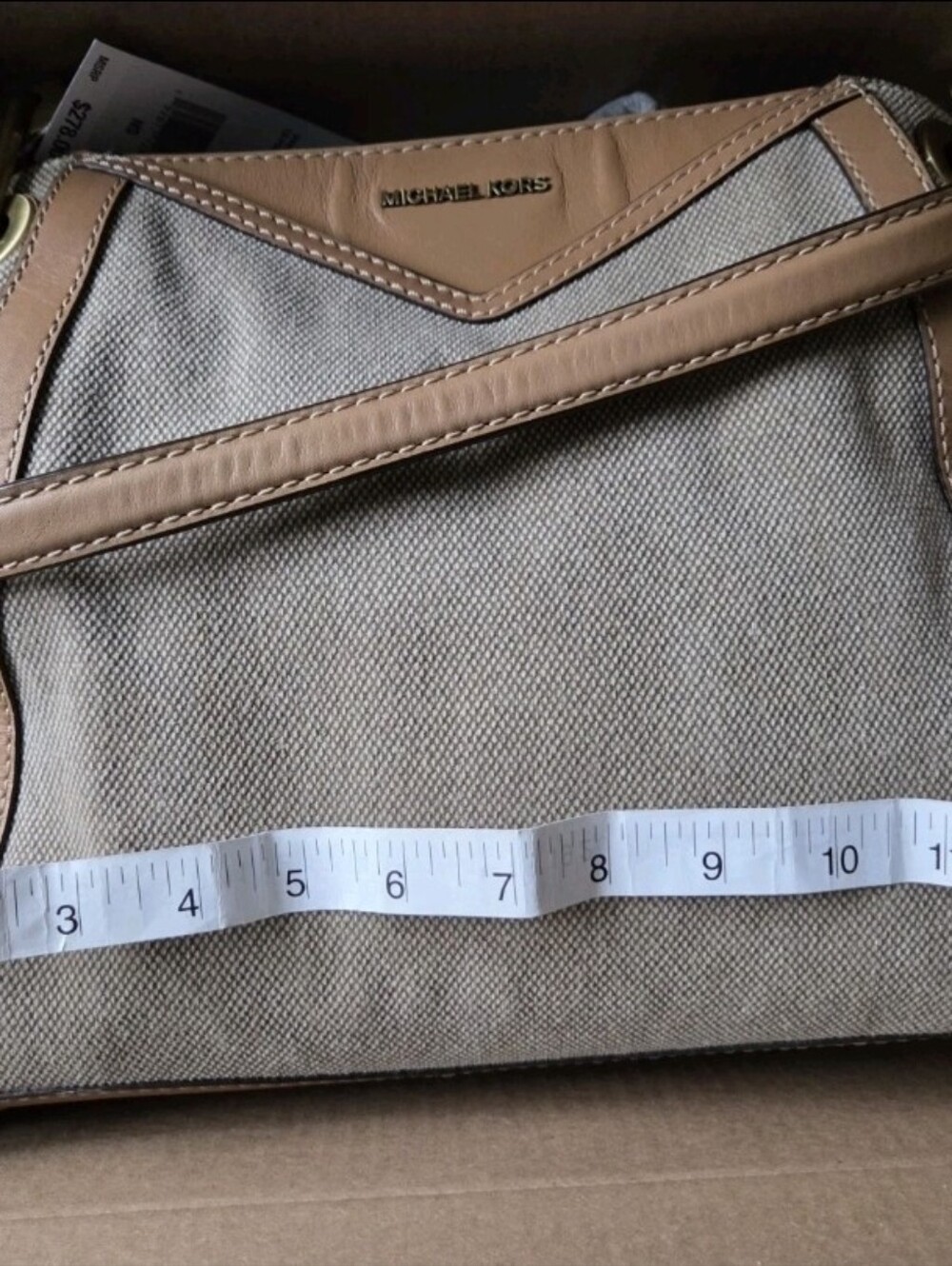 NWT MICHAEL KORS NATURAL COLORS LEATHER/TEXTILE LARGE POCKETS SHOULDER TOTE - Picture 13 of 15